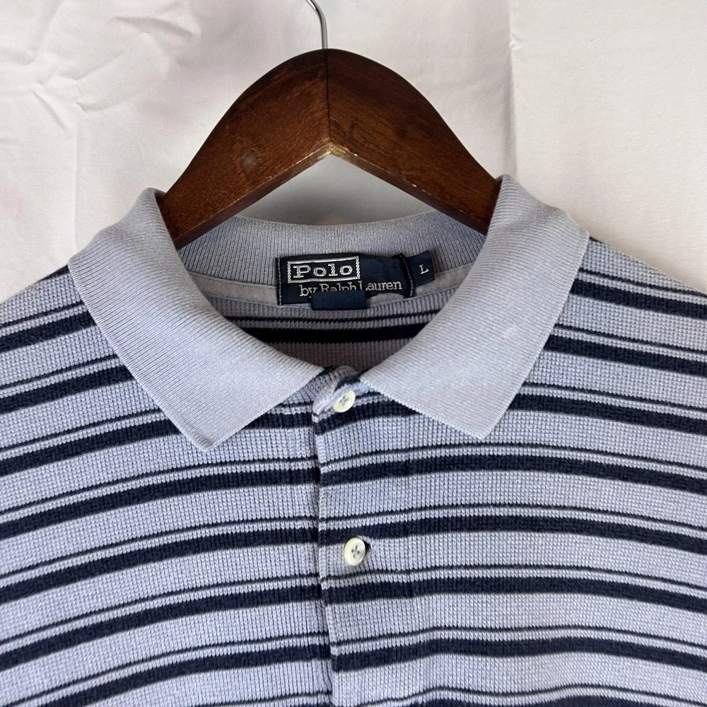 Polo by Ralph Lauren Polo Shirt‎ Mens Large Blue Striped Short Sleeve Pony Logo